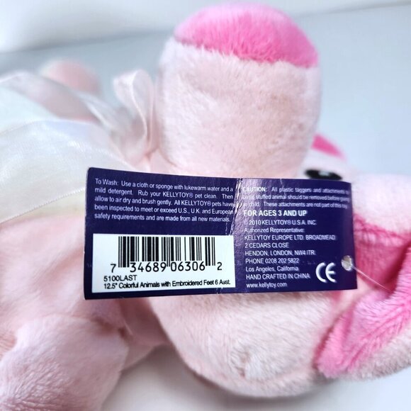 Kelly Toy Plush Pig Pink with White belly Hearts on the Feet 12 1/2" with Tags - Picture 8 of 9